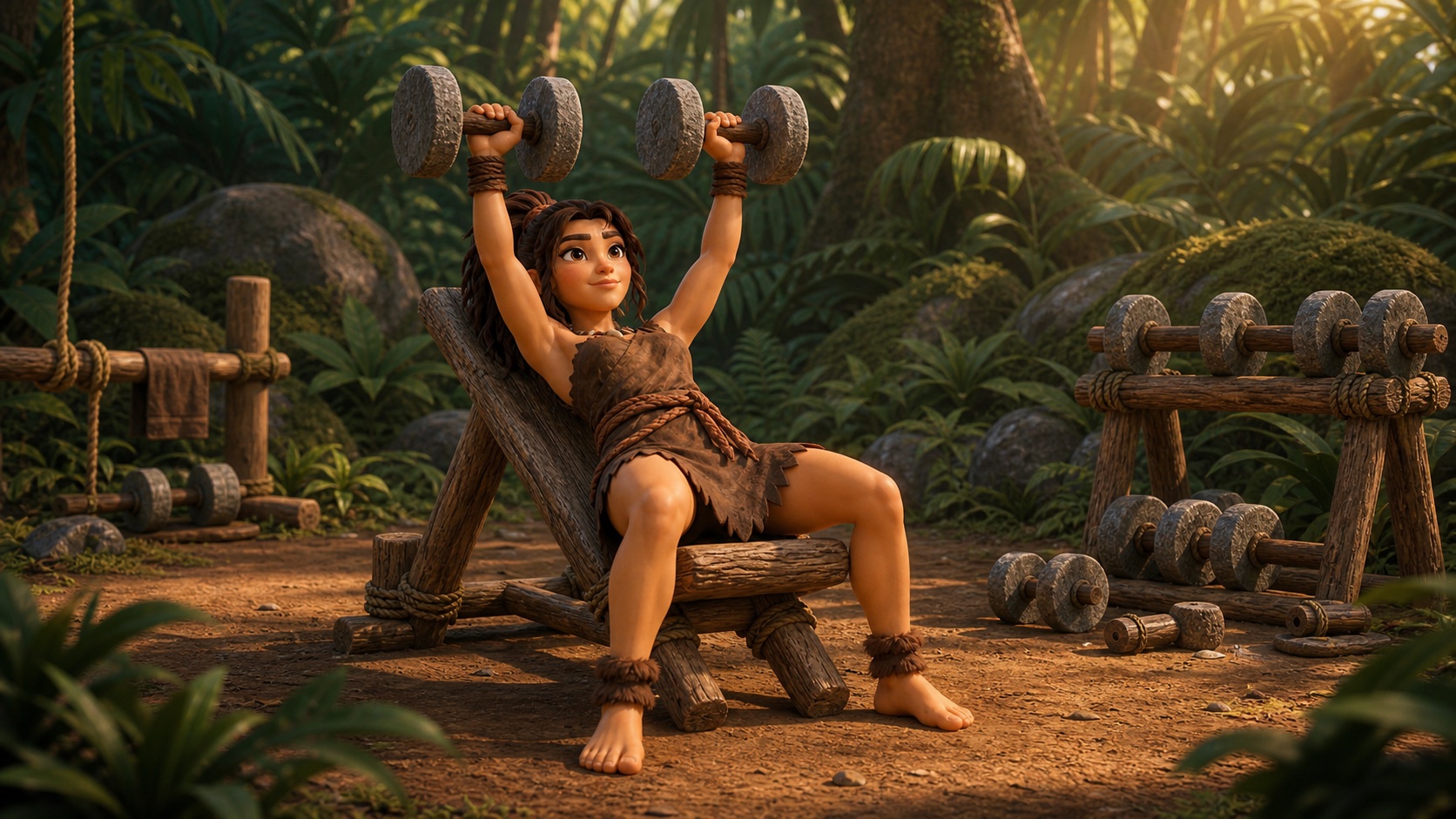 Tora demonstrating an incline dumbbell bench press